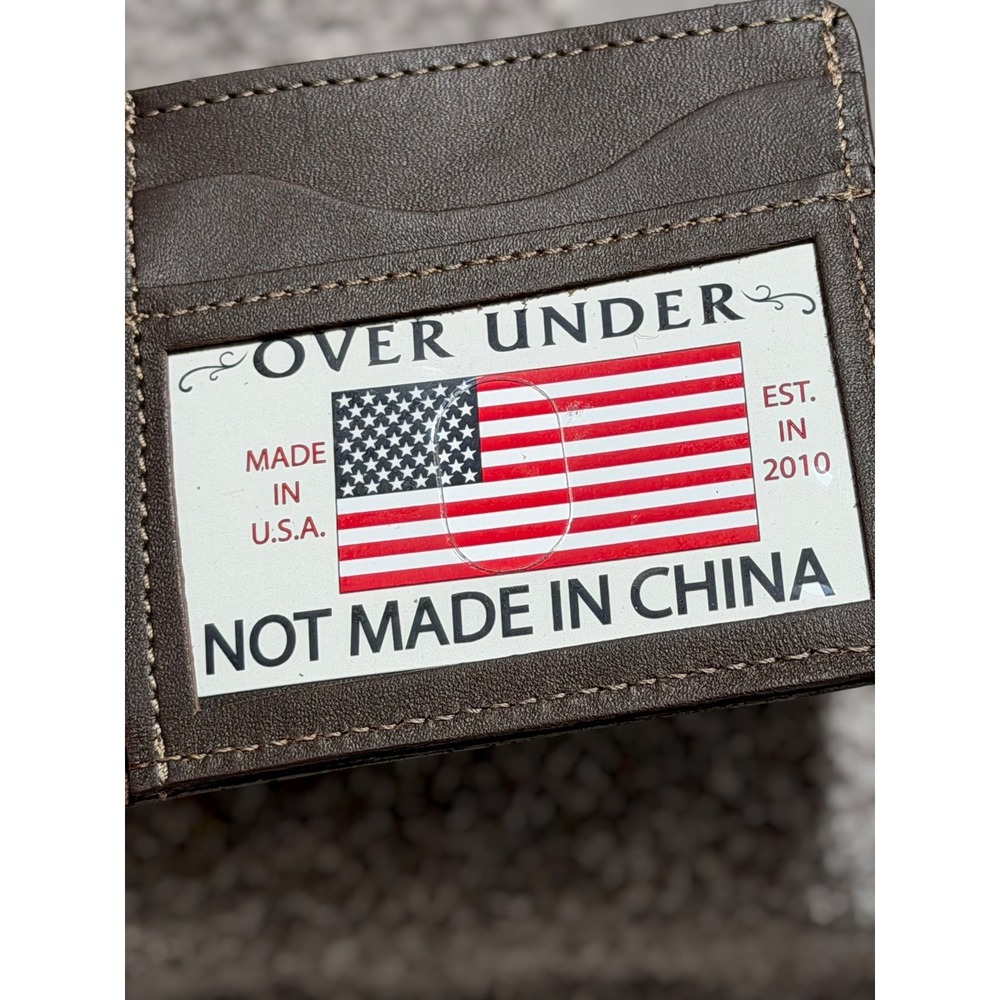 Over Under Traditionalist Genuine Leather Bi-Fold Wallet Brown Made in USA Men - Picture 5 of 8